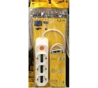 MULTIPRESA 3SCHUKO + 6 BIPASS + 1,5MT + 1,5MT + COMMUTATEUR COULEUR BLANC FP0053