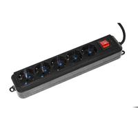 MULTIPRESA 5 POSTI SPINA ITA/SCHUKO 10/16A + INTERRUTTORE (LKMP05N) NERO