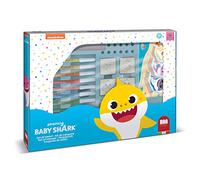 Multiprint Maxi Valise 7 Timbres Enfants Baby Shark, 100% Made in Italy, Tampons Enfants Personnalisés, en Bois et Caoutchouc Naturel, Encre Lavable Non Toxique, Idée Cadeau, Art.04995