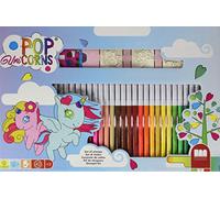 Multiprint Set 3 Timbres Enfants et 36 Marqueurs Colorés Pop Unicorns, Made in Italy, Tampons Enfants, en Bois et Caoutchouc Naturel, Encre Lavable Non Toxique, Idée Cadeau, Art.57978