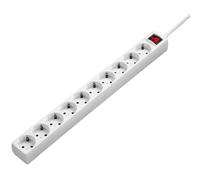 Multiprise, 10 prises, interrupteur à 2 poles., blanche, 3 m
