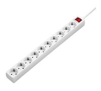 Multiprise, 10 prises, interrupteur à 2 poles., blanche, 3 m