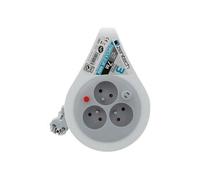 Zenitech Mini enrouleur design 3 prises 2P+T - 7 m - Gris