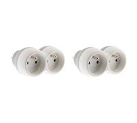 Multiprise 2 Prises pour façade - Biplites - 2x16A - Gris/Blanc - Gamme Boléa - Zenitech (Lot de 2)