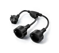 Multiprise 2 Prises Type E/F, 16A 250V 3680W, Câble 34 cm, Sécurité Enfant | Adaptateur double prise compact, câble cuivre 1,5 mm², boîtier retardateur de flamme, IP20 pour intérieur