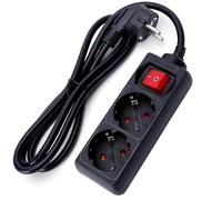 Multiprise 2 Voies avec Interrupteur, 3 m, 3G, 1,5 mm², Couleur Noire, idéale pour connecter Plusieurs appareils électriques en Toute sécurité.