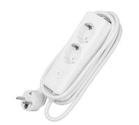 Multiprise 2 Voies avec Interrupteur, 5 m, 3G, 1,5 mm², Blanche et Grise, idéale pour étendre des Prises de Courant et connecter des appareils électriques.