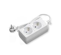 Multiprise 2 Voies sans Interrupteur, 1,5 m, 3G, 1,5 mm² Blanche pour connecter Plusieurs appareils électriques et améliorer l'organisation dans la Maison.