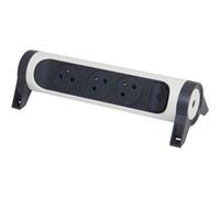 Multiprise 3 prises 2 p?les+terre rotative ? fixer Legrand blanc et gris