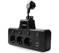 Multiprise 3 Prises avec 4 Ports USB C/A, Chargeur Secteur 7 en 1 avec Lampe Tactile de Nuit 3 Niveaux, Interrupteurs Individuels, Prise Murale Câble Court pour Maison Bureau
