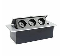 Multiprise 3 prises encastrable escamotable en alliage d'aluminium pour bureau, atelier