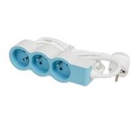 Multiprise 3 prises Legrand blanc et bleu 1.5 m