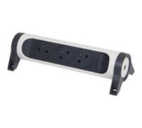 LEGRAND - Multiprise Rotative Avec Interrupteur à Voyant LED - 3 Prises Surface avec Terre - Livrée Sans Cordon/Sans Fiche - Blanc et Gris Foncé