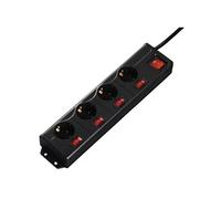 Hama Multiprise 4 Prises 16A avec Interrupteur individuel (Rallonge multiprises 1.4m, Bloc 4 prises Type F Schuko, Idéal Bureau PC luminaires, Atelier, Meuble TV, Garage )Noir