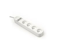 Multiprise 4 prises 1,5m + 3x USB (Blanc)