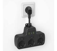 Multiprise 4 Prises avec Fiche Plate, Bloc 4 Prises,Multiprise Murale avec Interrupteur Individuel Prise Multiple USB C,Sécurité Enfant Prise Plate Derriere Meuble Rallonge électrique 2 M, Blanc