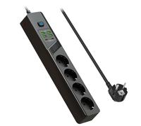 Multiprise 4 prises avec USB C, multiprise plate et longue avec interrupteur, montage mural avec protection contre les surtensions, 2500 W/10 A, câble de 2 m pour bureau, cuisine et bureau, noir