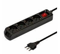 Multiprise 4 prises multi-prises Schuko + 10/16 A avec interrupteur câble 1 m et fiche 16 A