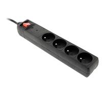Multiprise 4 prises - Parafoudre - 4x16A 3680W 230V - Interrupteur on/off - L.1,4m - Noir - Zenitech
