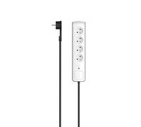 Multiprise, 4 prises, prot. contre surtens., connect. plat, 3m, nr/blc