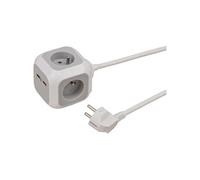 Multiprise 4 Voies avec 2 Ports USB ALEA-Power Forme Cubique 1.4m Blanc
