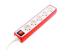 - Multiprise 5 prises 16A 2P+T avec interrupteur et housse rouge