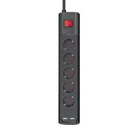Multiprise - 5 Prises + 2 Usb Avec Interrupteur - 1,8 M - Noir[DYB981203]