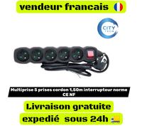 Multiprise 5 prises cordon 1,50m avec interrupteur norme CE NF