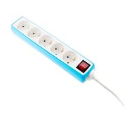 Multiprise 5 Prises Schuko 16A + Interrupteur - Bleu - Zenitech