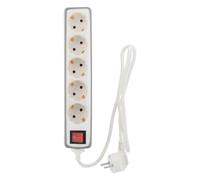 Multiprise 5 Prises Schuko 16A + Interrupteur - Gris - Zenitech