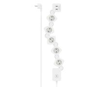 Multiprise, 5 prises, USB-A 12 W, flexible, avec interrupteur, 1,4 m, blanc