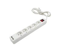Multiprise 5 sorties + 2 USB câble 1,5m - VELAMP - MULTIP-FR-USB5