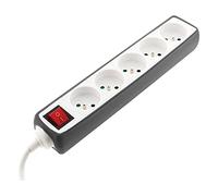 Multiprise 5x16A 2P+T + Interrupteur + Housse - Gris - Zenitech