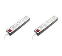 Multiprise 5x16A 2P+T + Interrupteur + Housse - Gris - Zenitech (Lot de 2)