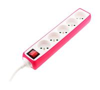 Multiprise 5x16A 2P+T + interrupteur + housse - rose - Zenitech