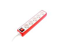 Zenitech - Multiprise 5x16A 2P+T + Interrupteur + Housse - Rouge