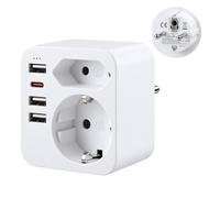 Multiprise 6 en 1avec 3 USB-A et 1 USB-C | Multiprise murale 17W PD, bloc prise compact et multi prise électrique idéale pour la maison, le bureau et les voyages