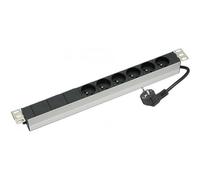 Multiprise 6 prises 19 - Boitier aluminium - Type CEE7 femelle - 16A - Bloc multiprise