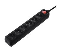 Multiprise, 6 prises, avec interrupteur, 5 m, noire