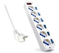 Multiprise 6 Prises avec Interrupteur Ewent EW3932-3M 3500W Blanc Blanc G