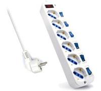 Multiprise 6 Prises avec Interrupteur Ewent EW3932-5M 3500W Blanc Blanc G