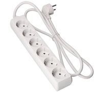 Multiprise 6 Prises Blanche rallonge sans Interrupteur avec câble 3G 1,0 mm² 1,5 m, multiprise Allemande Blanche (6 Prises, 1,0 mm² 1,5 m)