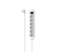 Multiprise, 6 prises, interrupteur, pos. inter. opt., 1,4 m, blche