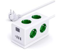 Multiprise 6 prises, parasurtenseur, 3680 W, avec USB, multiprise 16 A, tour de distribution pour la maison, rallonge de 1,5 m