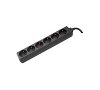 Multiprise 6 prises sans interrupteur noire - 1,5 m