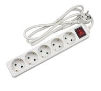 Multiprise 6 Voies avec Interrupteur, 3 m, 3G, 1,5 mm², Blanche, idéale pour connecter Plusieurs appareils en Toute sécurité.