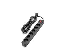 Multiprise 6 Voies avec Interrupteur, 5 m, 3G, 1,5 mm², Couleur Noire, idéale pour étendre Les Prises de Courant et protéger Les équipements électriques.