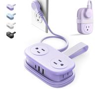 Multiprise 7 en 1 Velocitybe Kindnesson Frontaley Entrancet, 4 Prises, 3 Ports USB, Une Multiprise 7 en 1 Qui Résout Tous Vos Problèmes De Charge, Rallonge De Voyage Taille Parasurtenseur(Purple)