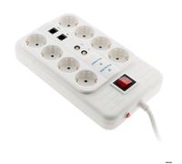 Multiprise 8 prises Schuko FILTRE+TV+ADSL+FAX - Blanc - Zenitech