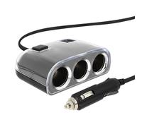 Multiprise allume-cigare Répartiteur 3x Prises allume-cigare + 2x Prises USB Noir